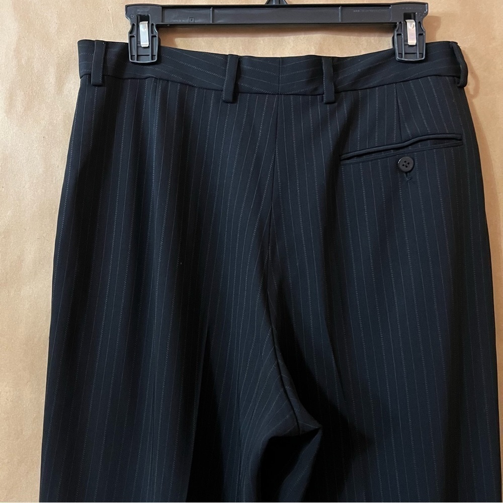 Giorgio Armani | Wool Pinstripe Trousers High Rise Tapered Pants Size 10 (IT 46) - Picture 10 of 11